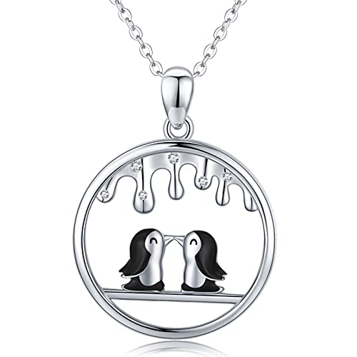 Collar de pingüino de plata de ley 925 Cover