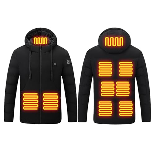 Generisch Beheizbarer Hoodie für kaltes Wetter, batteriebetrieben, USB-tragbar, Heizgerät, kompatibel mit Outdoor-Aktivitäten (Black, XXXXL)