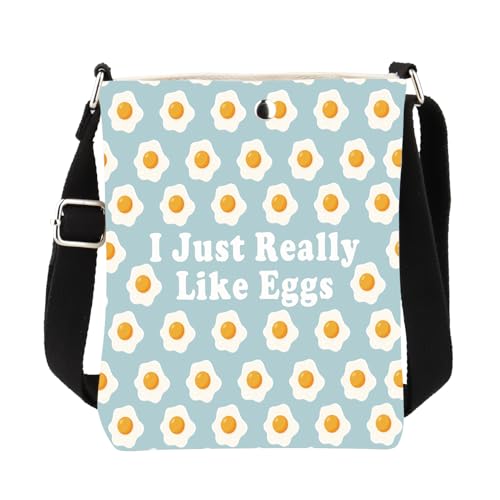 FUSTMW Eggs Gifts for Egg Lovers Chicken Eggs CrossBody Bag Cute Food Bucket Bags with Adjustable Strap for Travel Outdoor