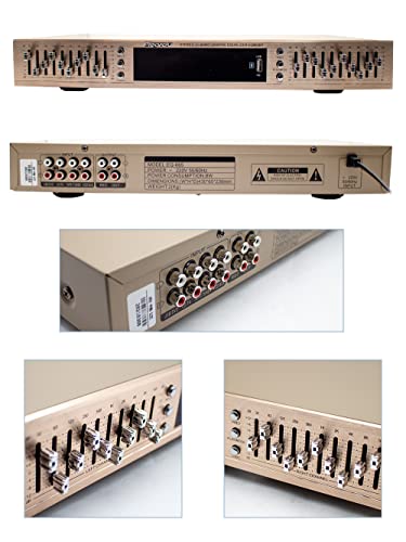 Toplionace EQ665 Stereo Equalizer, 220V HiFi Home EQ Equalizer Dual-10 Band-Stereo Höhen Alt Bass Regelung mit Integriertem Bluetooth (EQ665, Golden)