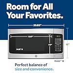 GE GCST11X1WSS Microwave Oven, 950-watt 6 Auto Cooking Settings, Child-Lock Technology, Kitchen Essentials for The Countertop, Dorm Room or Apartment, 1.1 Cu. Ft, Stainless Steel - Image 4