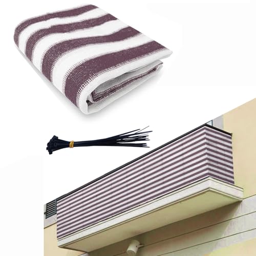 51buyoutgo Balkon Sichtschutz, 300x90cm Garten Balkon Sichtschutz & Schutzschirme, Outdoor Sichtschutzmatten & Schutz Terrasse Windschutz Balkonnetz für Sonnenabdeckung Wind UV und Wetterfest Braun