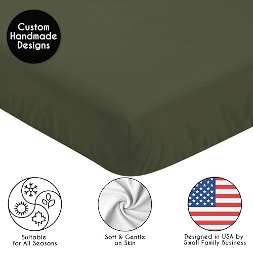 Image of Sweet Jojo Designs Fitted Baby Crib Sheets (Solid Dark Green) for Boys, Infant Nursery, Toddler Room - Standard Size (Hunter, Forest, Olive for The Rustic, Country, Woodland Camo Deer Collection)