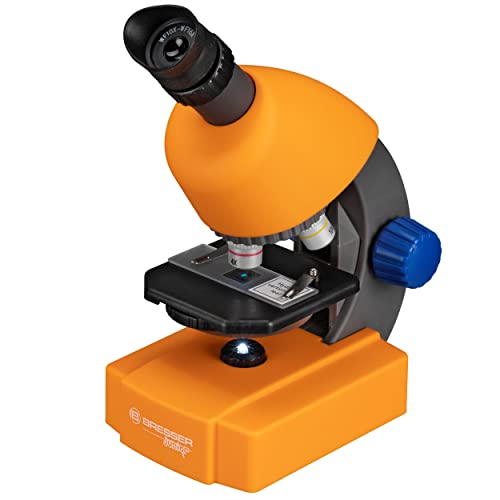 Microscopio Bresser Junior 40x-640x naranja con luz LED a pilas para niños 3