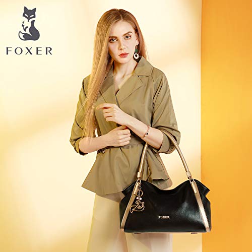 FOXER-Women-Handbag-Leather-Tote-Purse-Shoulder-Bag-Top-Handle-Handbags-Black2