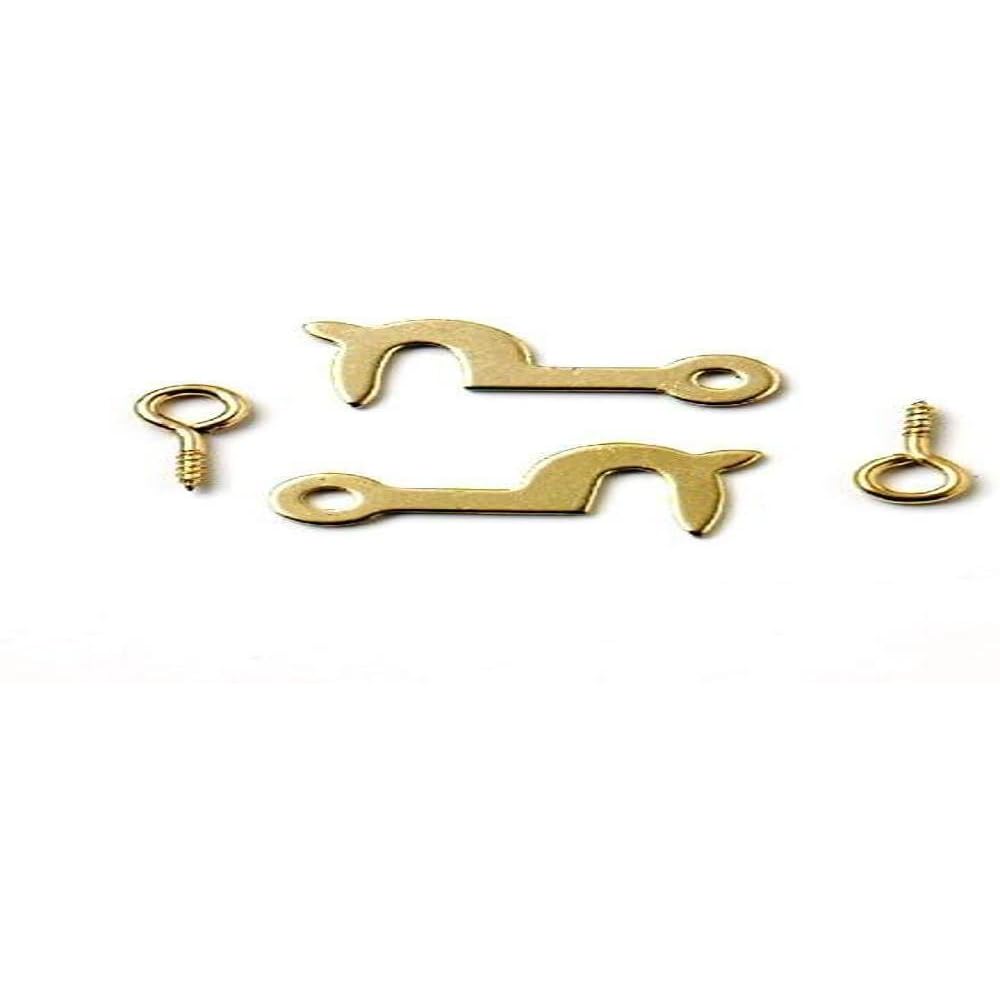 Merriway Brass Bh02305 Eb Picture Frame Side Hooks And Eyes, 32 Mm (1.1/4 Inch) Plated Pack Of 2 Pair