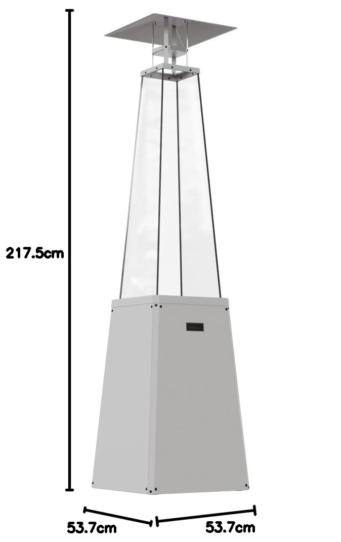 KRATKI Stufa da terrazza a gas 217,5 x 53,7 x 53,7 cm bianco Ecodesign 12 | Umbrella BS Riscaldatore a gas Esterno Moderno 12 kW Design decorativo alla moda adatto per il giardino, patio Sistema di