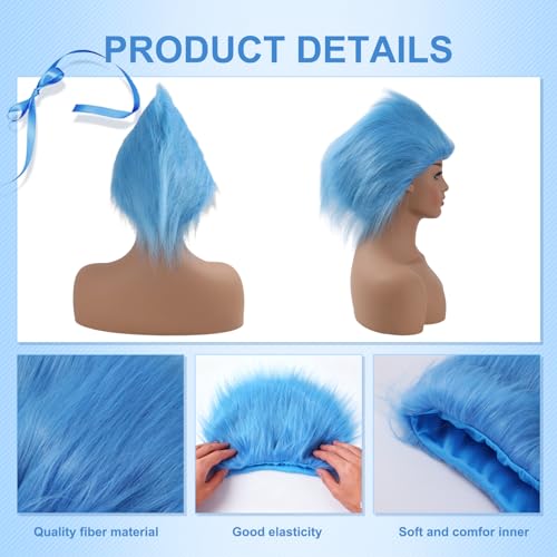 Image of Funny Sky Blue Wigs Hair Headband Halloween Costume Silly Crazy Wig for Adults