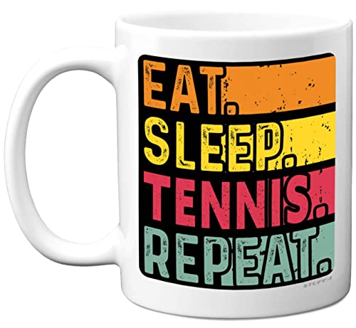 Geburtstagstasse, Geschenke für Männer und Frauen, für Sie und Ihn, Essen, Schlafen, Tennis, Wiederholung, lustiges Geburtstagsgeschenk für Spieler, Sportliebhaber, 325 ml, Keramik, spülmaschinenfest, Geburtstagstasse, Geschenke für Männer und Frauen, für Sie und Ihn, Essen, Schlafen, Tennis, Wiederholung, lustiges Geburtstagsgeschenk für Spieler, Sportliebhaber, 325 ml, Keramik, spülmaschinenfest,