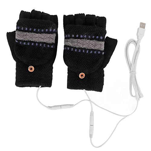 NDNCZDHC USB Heated Gloves Fingerless Full and Half USB Hand Warmers Electric Hand Warmer Gloves with Button Heated Mittens for - 5 ? to 40 ? Environment