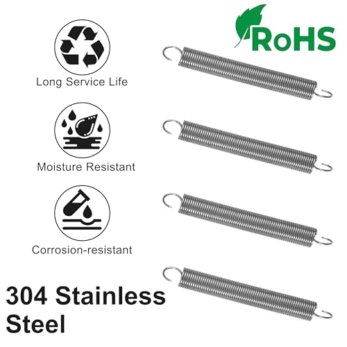 GUNGY Zugfedern mit Haken Edelstahl Zugfeder Spannfeder 100mm Außendurchmesser 12mm Drahtdurchmesser 1,2 mm Hakenwinkel 90 Grad Maximale Zugkraft 3,2kg 1,2x12x100mm 4 Stück