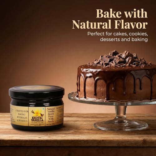 Image of Exotic Vanilla - Pure Vanilla Beans Paste with Seeds 250g - Made with Real Madagascar Vanilla Beans, Rich & Concentrated, Alcohol-Free, Gluten Free, Baking Bean Paste for Ice Creams, Puddings
