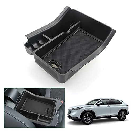GAFAT Compatible con Honda HR-V 2022-2024 2025 Caja de Almacenamiento de Consola Central, HRV 2023 Organizador Apoyabrazos Bandeja Central Guantera, HRV 2023 Accesorios (Negro)