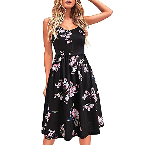 Robe d'été pour femme avec bouton pression col en V confortable
