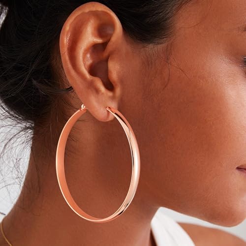 Image of Gacimy Gold Hoop Earrings for Women with 925 Sterling Silver Post | Hypoallergenic Lightweight Thick Hoops Earrings for Women Trendy Jewelry Gift