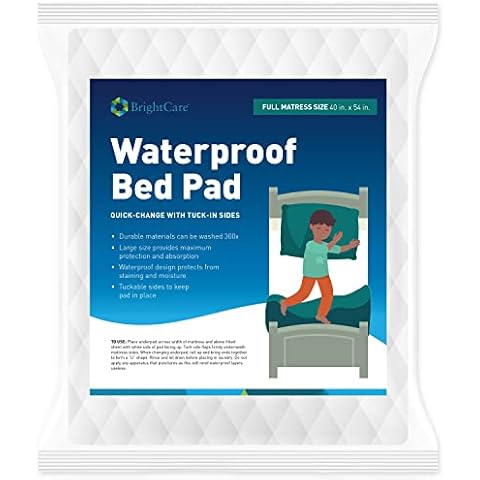 Kids Waterproof Bed Pad - Washable Underpad with Tuck in Sides - Secure and Gentle Reusable Bed Wetting Protection for Potty Training Children (Full Bed Size) - by BrightCare Cover