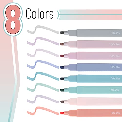 Image of Mr. Pen - Cute Aesthetic Highlighters Set of 8, Chisel Tip, Earthy Colors, No Bleed Bible Pastel