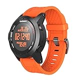 ANCOOL Compatible with Fenix 2 Bands Soft Silicone Watch Bands Replacement for Fenix 2 Smartwatch(Orange)