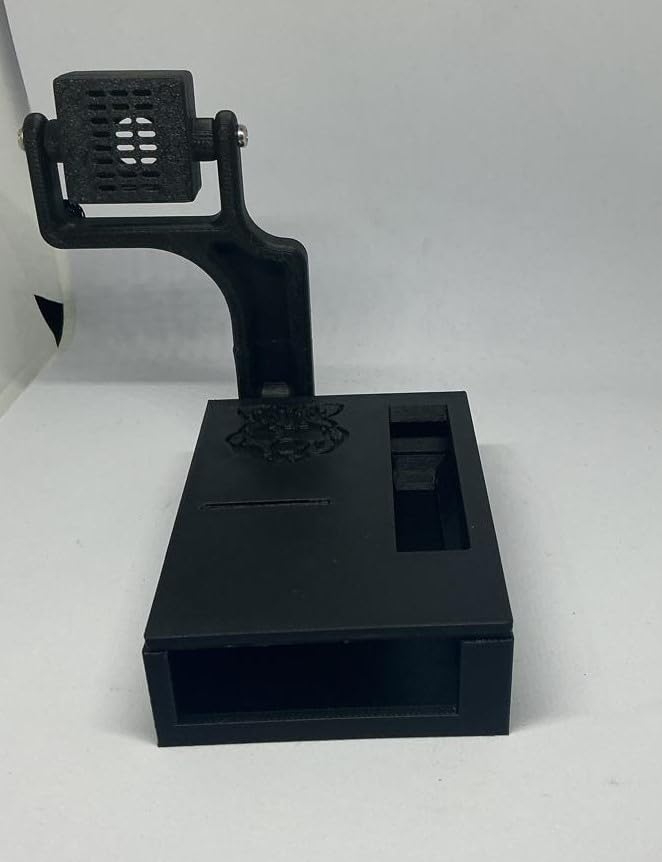 Image of Black Raspberry Pi 4 (Model B) Protective Case with Adjustable Pi Camera Mount - 3D Customized, Portable, Durable & Ventilated Enclosure for Secure Housing and Easy Access (Pack of 1)