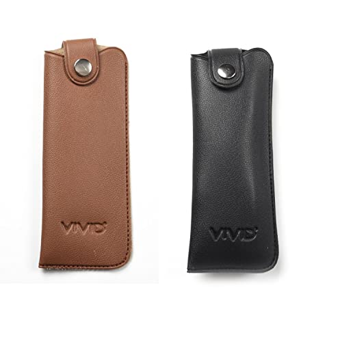 VIVID Vision Unisex Adult Lightweight Eyewear Specs Case Cover, Protect Eye Glasses, Chashma Dibbi, Spectacle Box, Pouch, Closure - Button, Artificial Leather, D-11, BLACK-BROWN