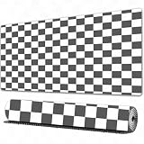 FEHWI Tappetino per mouse da gioco,grande,antiscivolo,impermeabile,con bordi cuciti,sizione monocromatica con scacchiera classica,per gaming,ufficio,casa,90×40 cm