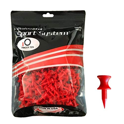 AXKAL Golf Tees Unbreakable Step Down Plastic Mixed or Same Height Value 60 Count, 2 3/4, 2 1/4, 2, 1 3/4, 1 1/2 Inch Length Long Short Color Tee Pack for Practice (Red)