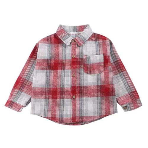 Boys Flannel Shirts Kids Toddler Jacket Long Sleeve Plaid Lapel Button Down Shirts Tops Outwear Clothes