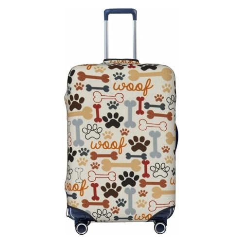 Dog Bones Paw Prints Print Suitcase Cover Luggage Protector Washable Elastic Fashionable Travel Gear Cover