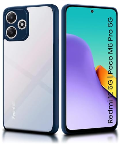 Image of WOW IMAGINE Shockproof Hybrid Back Cover for Mi Redmi 12 5G | Redmi 12 4G | Poco M6 Pro 5G | Hard Slim fit Back Case | PC & TPU | Clear Transparent Case - Blue