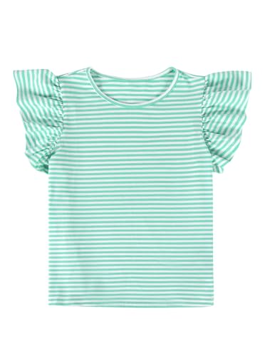 Image of Girls' Summer Shirts Cute Tops Ruffle Sleeve Crew Neck Casual Tees
