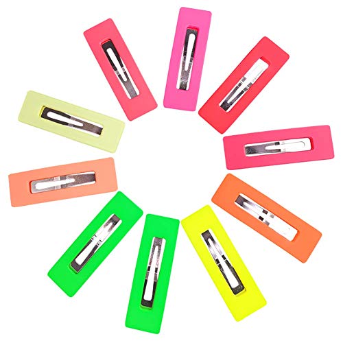 10 pcs Hair Clips Neon Yellow Hot Pink Hair Clips Candy Clolor Rectangular Geometric Fashion Accessories Hair Clips for Women