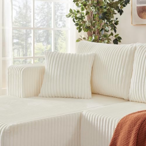 Image of KCGKCG 132 inch U Shaped Corduroy Cloud Couch - No Assembly Required, Beige