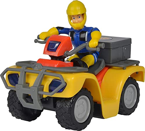 Simba Toys – Feuerwehrmann Sam Mercury‑Quad mit Sam Figur und Zubehör – Spielzeug‑Quad mit Box, Feuerlöscher, Verbandskasten und Axt – für Kinder ab 3 Jahren – offizielles Feuerwehrmann Sam Produkt