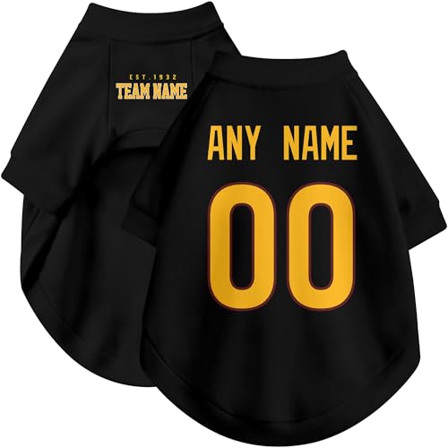 Image of W Dog Clothes Jersey Style Personalized Pet T Shirt with Custom Name Number for Small Medium Large Dogs