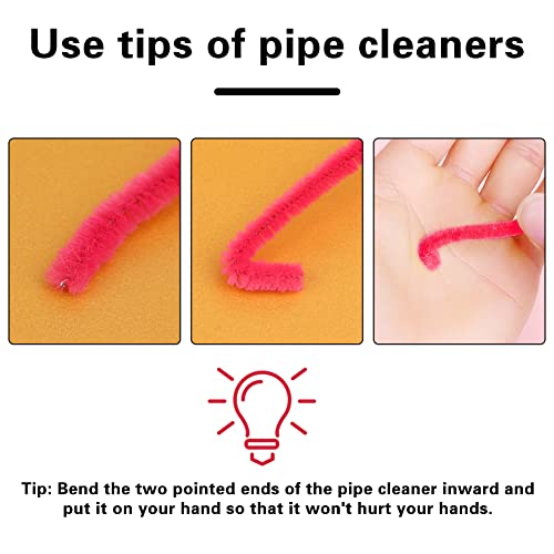 Image of 100 Pieces Pipe Cleaners Craft Chenille Stem Rose Red Pipe Cleaners | Fuzzy Sticks Pipe Cleaners for Crafts Festival Home Decorations