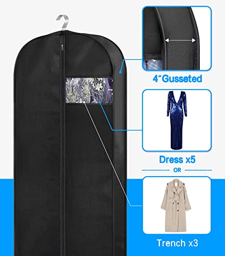 MISSLO 60" Dress Bags Covers Long Garment Bags for Storage and Travel Gusseted Hanging Suit Carriers for Women Men with Handles for Clothes Gowns - Image 3