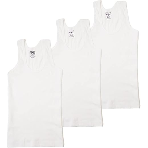 Boys White Cotton Vest Pack of 3 9-10 Years