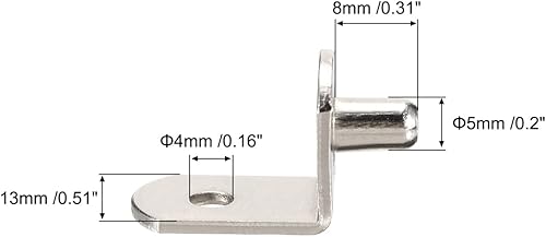 Miniatura 2 de uxcell Soporte de estante, soporte en forma de L de 0.197 in, estante de armario de muebles, clavijas de soporte con agujero, para muebles de