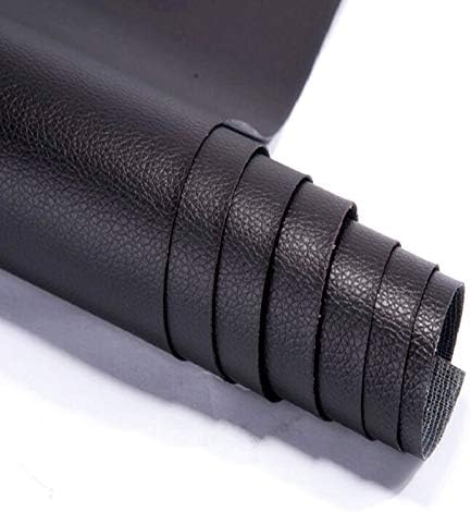 Self Adhesive Leather PU Fabric Repairing Patches for Sofa, for Car Seats, for Clothing (Width 19.6" x Length 53.9") (Black) Folded Packed