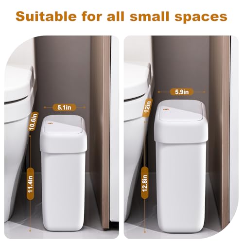 Set 2 Canecas de Basura con Tapa para Baño, Blanca miniatura 2