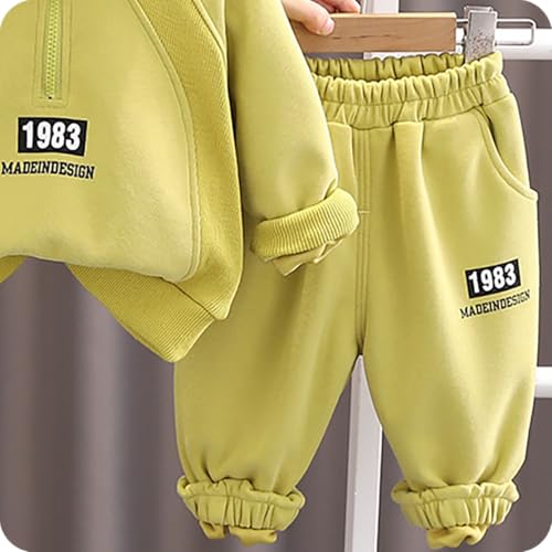 Baby Boy Fall Winter Clothes Letter Embroidery Sweatshirt Toddler Half Zip Stand Collar Tops + Casual Pants Outfit Set3