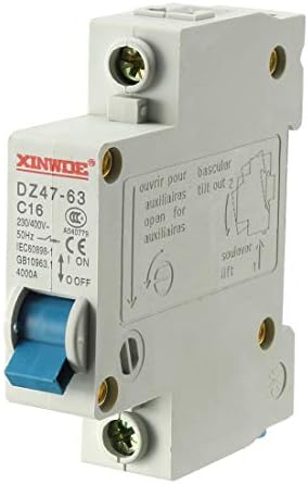 uxcell 1 Pole 16A 230/400V Low-Voltage Miniature Circuit Breaker Din Rail Mount DZ47-63 C16