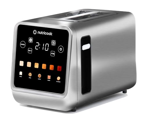 Nutricook 2-Slice Smart Toaster with 6 Browning Levels Auto Shut-Off Reheat Defrost Bun Warmer & Favorite Button | Bagel Waffle Pastry Muffin Modes | Stainless Steel 850W 2-Year Warranty TS201