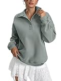 EasyGala Womens Fleece Lined Sweatshirts Oversized Henley Neck Casual Long Sleeve Button Pullover Tops Trendy Winter Outfits Clothes 2026 Dusty Green Large