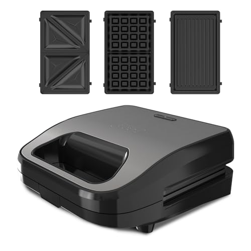 Black+Decker - Appareil à Sandwich 3 en 1 BXSA754E | 750W | Plaques Amovibles Sandwich, Grill, Gaufres | Technologie Easy Eject | Antiadhésif | Chauffage...