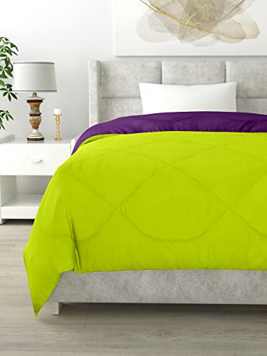 Image of Clasiko Reversible Single Bed Comforter; 60x90 Inches; 200GSM; Material - Cotton; Reversible; Color - Purple & Green; Pack of 1;