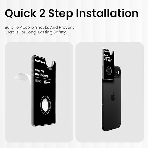Image of CASEGEAR Clear Pro Camera Lens Protector Compatible With iPhone Air | HD Clarity | Scratch Resistant | Complete Coverage | Easy Installation | Space Black