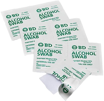 Becton Dickinson (BD) Alcohol Swab (326900) | Skin Preparation with 70% Isopropyl Alcohol, Antiseptic Cleanser for Injections - Pack of 100