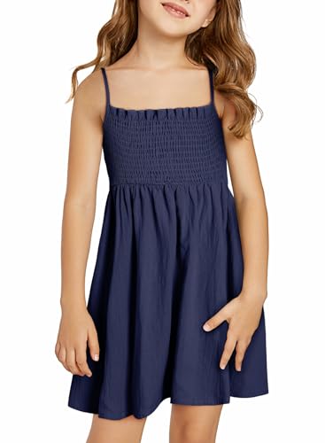 blibean Tween Girls Cotton Sundresses Adjustable Strap Dresses Size 4-15 Years