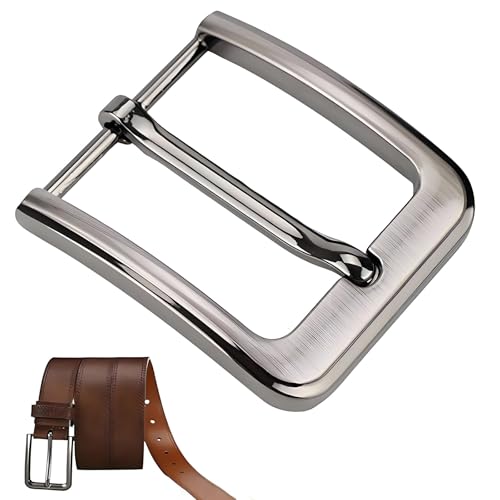CALLYSONIC Gürtelschnalle Herren 40 mm Einzelne Zinken Quadratische Gürtelschnallen Silber Metall Belt Buckle Ersatz Gürtelschnalle für Männer Frauen Gürtel